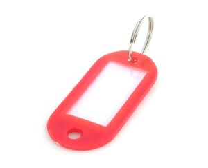 50 pcs mischen Farbe Kunststoff Keychain Key Tags ID -Label -Namensschilds mit geteiltem Ring für Gepäckkettenschlüssel Ringe 5022mm 773410326