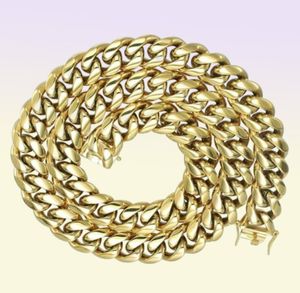 Miami Cuban Link Chain 14K Gold Plated Edelstahl 10mm Kette 26039039 für MAN33014417373