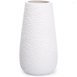 Vasos vaso de flor texturizado com caixa de design decorações de mesa embaladas 12 polegadas de 12 polegadas de cerâmica branca moderna vs-tw-12t casamento