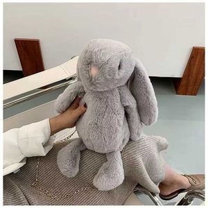 Ryggsäckar Plush Rabbit Doll Ryggsäck Söt kedja crossover väska fashionabla flicka mjuk en axel messenger väska resa ryggsäck2405