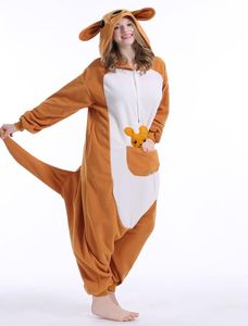 Unisex djur vuxen känguru kigurumi pyjamas flanell tecknad familjefest halloween onesies cosplay kostymer sömnkläder6658084