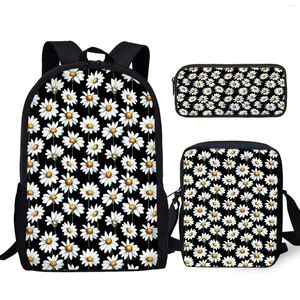 Backpack YiKeluo Little Daisy Printed Teenager Grande Capacitar Capacitar Book Book Bag Student Livro de Lápis Mensageiro Case