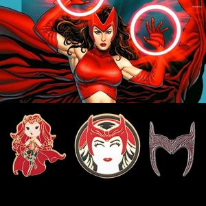 Brooches Red Wanda Pins Scarlet Movie Witch Enamel Brooch Cosplay Prop Alloy Maximoff Figure Pin For Backpack Clothes Accessories Gifts