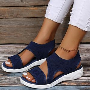 Sandalen Damen lässig flach modische modische Farbe atmungsaktives Mesh Peep Toe Womens Wedges Plattform weiße weibliche Schuhe