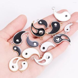 Ciondolo in stile 10 pezzi in stile cinese yin yang bagua tai chi smalto gioielli che creano accessori per coppia fai da te pendenti braccialetti