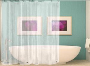 Transparent Waterproof Shower Curtain PEVA Mildew Durable Bathroom Toliet Curtains with 12 Hooks Household Supplies1980972