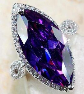 Anelli di nozze Visisap 20mm 10mm Marquise Purple Zircone per donne Miss MS Engagement Ring Presents Gioielli Factory intero B2936W9421101