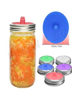 Cucina Supplie Mason Jar Bervette larghe bottiglia in bocca in silicone Coperchio di fermentazione splitype sigillati per i sottaceti di kimchi Sauerkraut 113 K27079118