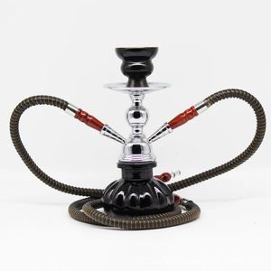 Arabiska vattenpipa stora dubbla slangar 2 Portable Hookah Shisha Glass Travel Set Birthday Gift Party Home Decoration 240429