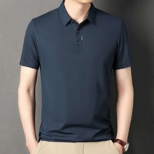 Polo våffla kort skjorta, sommar nytt lapel casual tryck, mäns halvärmad t-shirt live sändningsstil