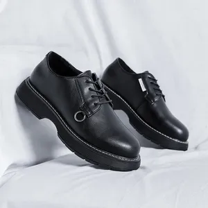 Casual Shoes Men's Japan Karajuku Korean Style Fashion Streetwear Vintage Thick Platform Genuine Leather Male Dress Shoe
