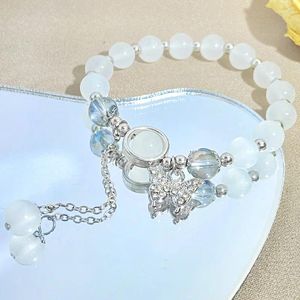 Strand Jewelry Women's Moonlight Crystal Bracelet Opal Aquamarine Light Luxury Leaf Elastic Party Girl Accessories Gifts