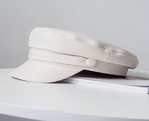 Fashion Spring Summer Military Hat Sailor Hat for Women Black White Flat Top Female Travel Cadet Hat Captain Cap6621969