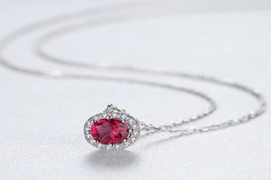 New Exquisite Luxury Synthetic Ruby s925 Silver Pendant Necklace Women Jewelry Korean Fashion lady Micro Set Zircon Collar Chain N9183328