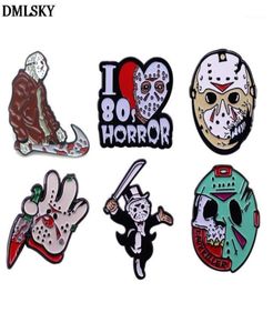 Dmlsky Freitag, der 13. Pins Horror -Killer Jason Voorhees Brosche Metal Badge für Kleidung Hemd Kragen Emaille Pin Fans Geschenke M4604191907374