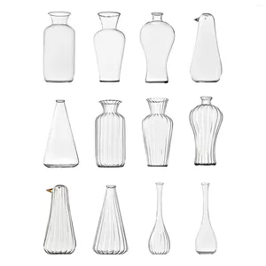 Vasi Vase di vetro per fiori Accessori per fioriere da tavolo Art Ornament Trasparente Interiore Dining Room Desktop Cucina