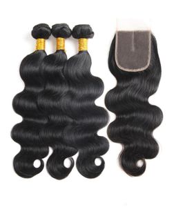 10A Mink Body Wave Hair Virgin 3 حزم مع إغلاق 100 حزم الشعر البرازيلية البرازيلية البرازيلية برازيلية برازيلية an4711015