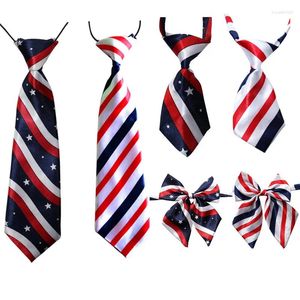 Dog Apparel 50PC/Lot 4th Of July Accessories Stripes Stars Large Ties Independence Day Pet Bowties Adjustable Neckties