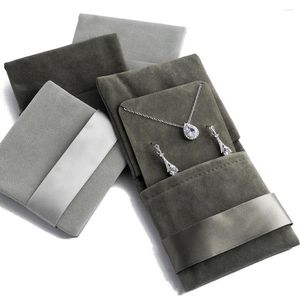 Schmuckbeutel Velveteen Bag Dicked Flip Ohrring Halskette Aufbewahrung quadratischer Buchse Geschenkverpackungstaschen Display Tasche