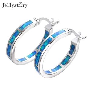 Jellystory högkvalitativ 925 Stelring Silver Stud örhängen 24mm Circle Opal Gemstone Earrings for Women Wedding Jewelry Gifts 220212681551