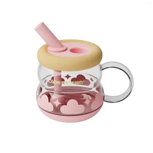 Wine Glasses Glass Straw High Aesthetic Value Large Capacity Tea Making Water Cup For Girls