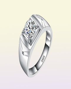 Yhamni Original Real 925 Sterling Lings for Man Men Men Wedding Jewelry Ring 1 Carat CZ Diamond Engagement Ring MJZ0118655447
