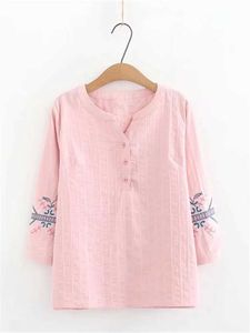 Camiseta feminina Plus Size Camisa de roupas femininas Jacquard puro jacquard impresso com padrão de manga Summer Summer fino não elástico zíper.