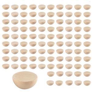 Keychains 100Pcs 20 Mm Half Wooden Beads Unfinished Split Natural Round Wood Balls Loose For DIY Craft