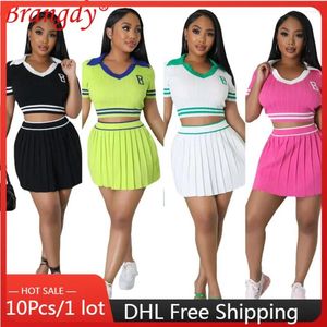 Work Dresses 10sets Bulk Items Wholesale Lots Skirt Suits 2 Piece Dress Sets Sexy Knitted Elastic Pleated Sweater Y2k B11463