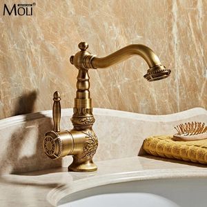 Bathroom Sink Faucets MOLI Luxury Retro Chinese Style Brass Bronze Single Handle Antique Faucet Kitchen Basin Mixer Tap Cold Water