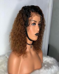 14 tum afro kinky Curly Synthetic spetsens front peruk Simulering Mänskligt hår peruker perruques de cheveux humains nzls2841422300044