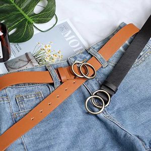 Belts Double Ring Women Belt Fashion Waist Belt PU Leather Metal Buckle Heart Pin Belts For Ladies Leisure Dress Jeans Wild Waistband