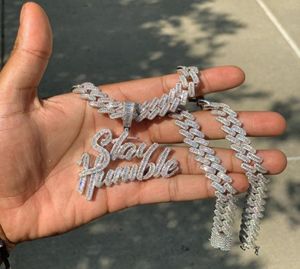 Chokers Stay Humble Pendant Necklace Full Paved Out Bling 5A CZ Hip Hop Rapper Men High Quality Jewelry5662839