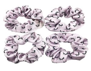 50pcs Pembe Mor Kirpik Baskılı Scrunchies Esnek Elastik Saç Bandı Kız Ponytail Tutucu Saç Kravat Özel Renk Accep5733832