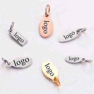 30pcs Paslanmaz Çelik Altın/Gül Tonu Oval Charm Özelleştirilmiş Etiketler DIY Mücevher Yapma Bulguları için Kolye Bilezik 240424