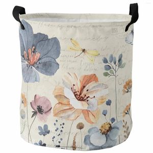 Laundry Bags Summer Flowers And Plants Foldable Dirty Basket Kid's Toy Organizer Waterproof Storage Baskets