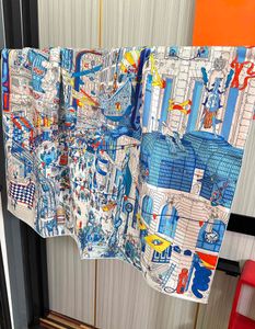 Дизайнер -модельер шелковый шарф для женщин роскошный шарф классический h весенний шелковые шарфы мягкие высококачественные высококачественные карты русалки Хаймы Леди Шаль