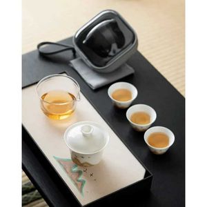 SET DI AFFETTO TEAPOT PORTABILE CON CASO CASE CASE CERAMICI CASSE E SET TEA GONGFU cinese tradizionale per hotel per ufficio OUTD