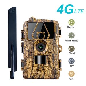 4G LTE Hunting Trail Camera 60MP HD 8K Controle noturno Vision PO TRAP COM CELO SIM CELULAR CELULAR MOBILE sem fio CAM 240423