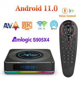 X96 X4 AMLOGIC S905X4 SMART RGB LIGHT TV BOX ANDROID 11 4G 64G WIFI AV1メディアプレーヤーTVBOX 8K Voice Air Mouse Mini7218654付きトップボックスセットトップボックス