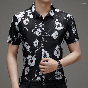 Men's Casual Shirts Good Quality Man Shirt Short Sleeve Dad Birthday Gift Loose Floral Pattern Hawaiian Beach Male Vacation Blouse