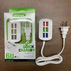 Phone Charger USB Power Strip Multifunctional Quick Charging 6 Ports USB Mini Extension Socket HUB Splitter