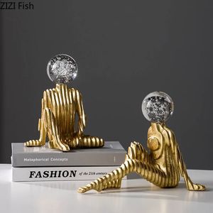 Bubble Crystal Head Figures Sculpture Desk Decoration Ornament Modern Crafts Abstract Characters Staty Room Esthetic Decor 240429