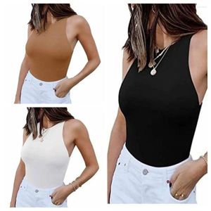 Women's Tanks Polyester Fibre Bodysuits For Women Fashion Sexy Crew Neck Shapewear Bodysuit High Tank Top Body Suit Girls