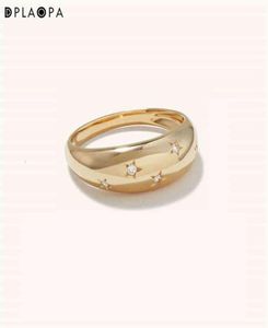 Dpopa 925 Sterling Silver Gold Dome Cz Zircon Star Ring Luxury Jewelry Screw Fine Fashion Round Wedding Jewels3358229