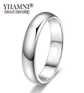 YHAMNI Lose Money Promotion Real Pure White Gold Rings For Women and Men With 18KGP Stamp 5mm Top Quality Gold Color Ring Jewelry 4218356