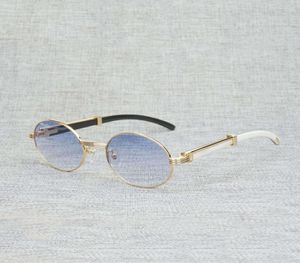 Vintage White Buffalo Horn Solglasögon Män runt Natura Wood för Woemn Outdoor Clear Glasses Shades1041254