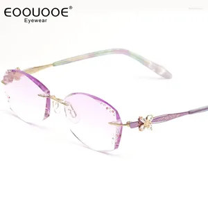 Sunglasses Frames Pure Titanium Eyeglasse Luxury Flashing Design Eyeglasses Purple Gradient Lenses Myopia Hyperopia Eyewear Optics Rimless