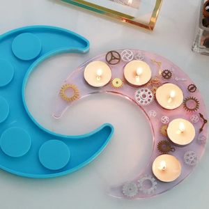 Moon Shape Wine Glass Tray Mold Candlestick Silicone Molds DIY Crystal Epoxy Resin Mould Ceramic Clay Casting Home Decor 240426