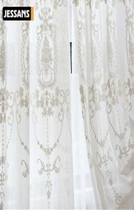 Europeiska voile ren gardin för fönster sovrum spets gardin tyger draperier broderade vit tyllgardin för vardagsrum 2107125916271